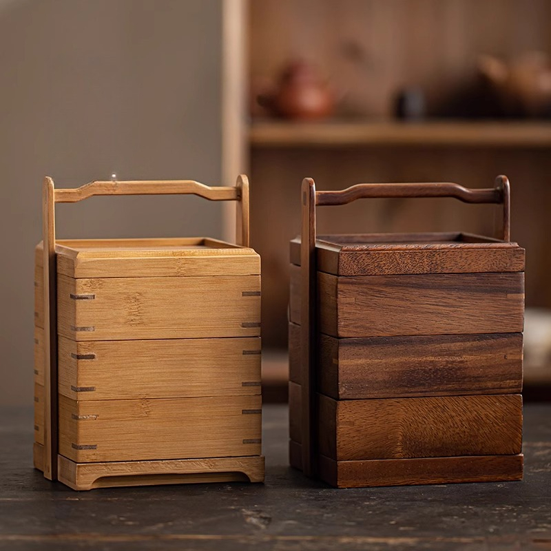 Dim Sum Basket - Portable Fruit Basket Chinese Retro Tea
