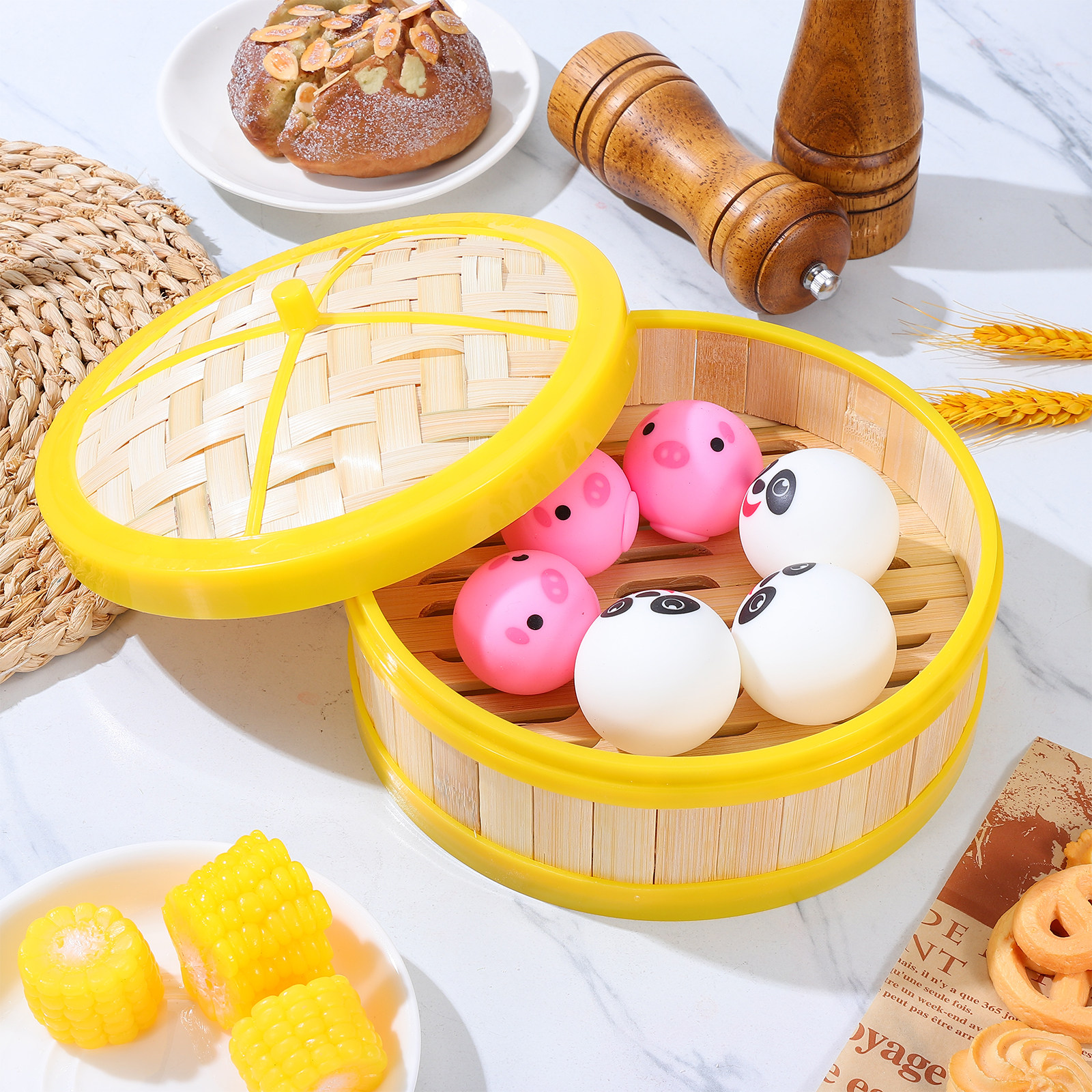 Dim Sum Basket - 1Set Bamboo Steamer Single Tier 20Cm
