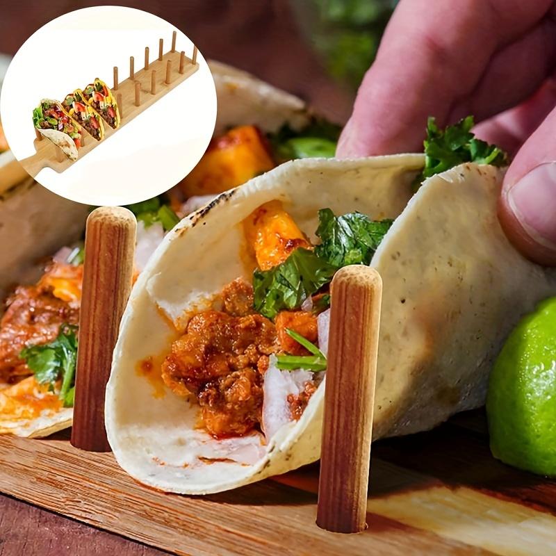 Taco Stand Holder - Bamboo Taco Holders Holds 8 Tacos