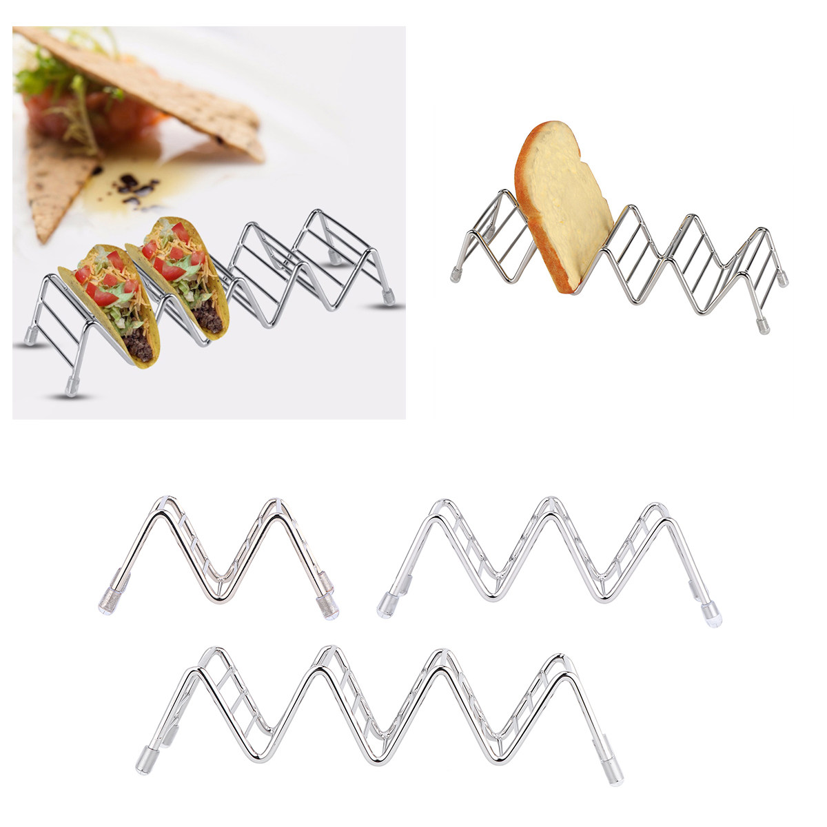 3 Grids Stainless Steel Taco R - Taco Stand Holder 评论和价格