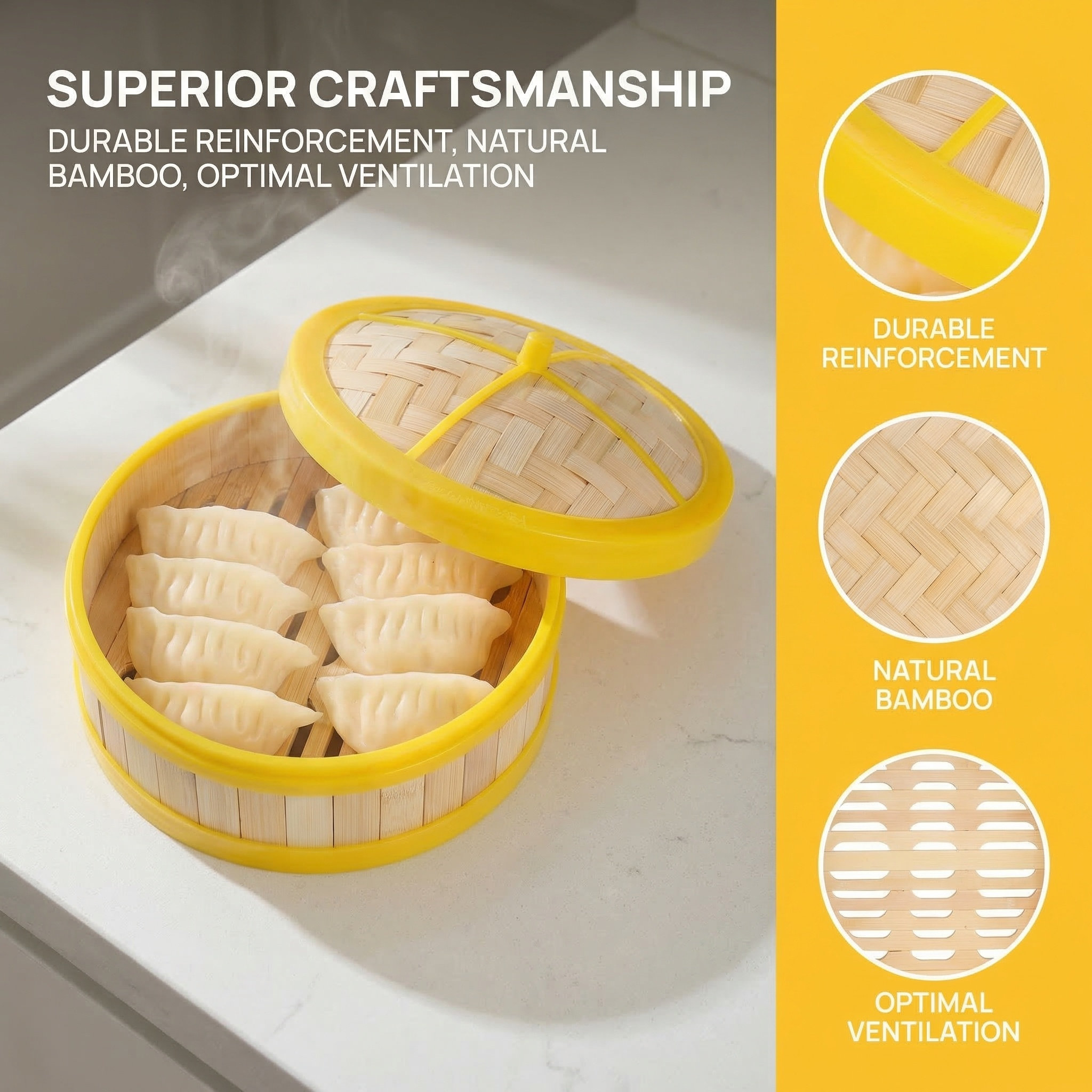 1Set Bamboo Steamer Single Tie - Dim Sum Basket 评论和价格