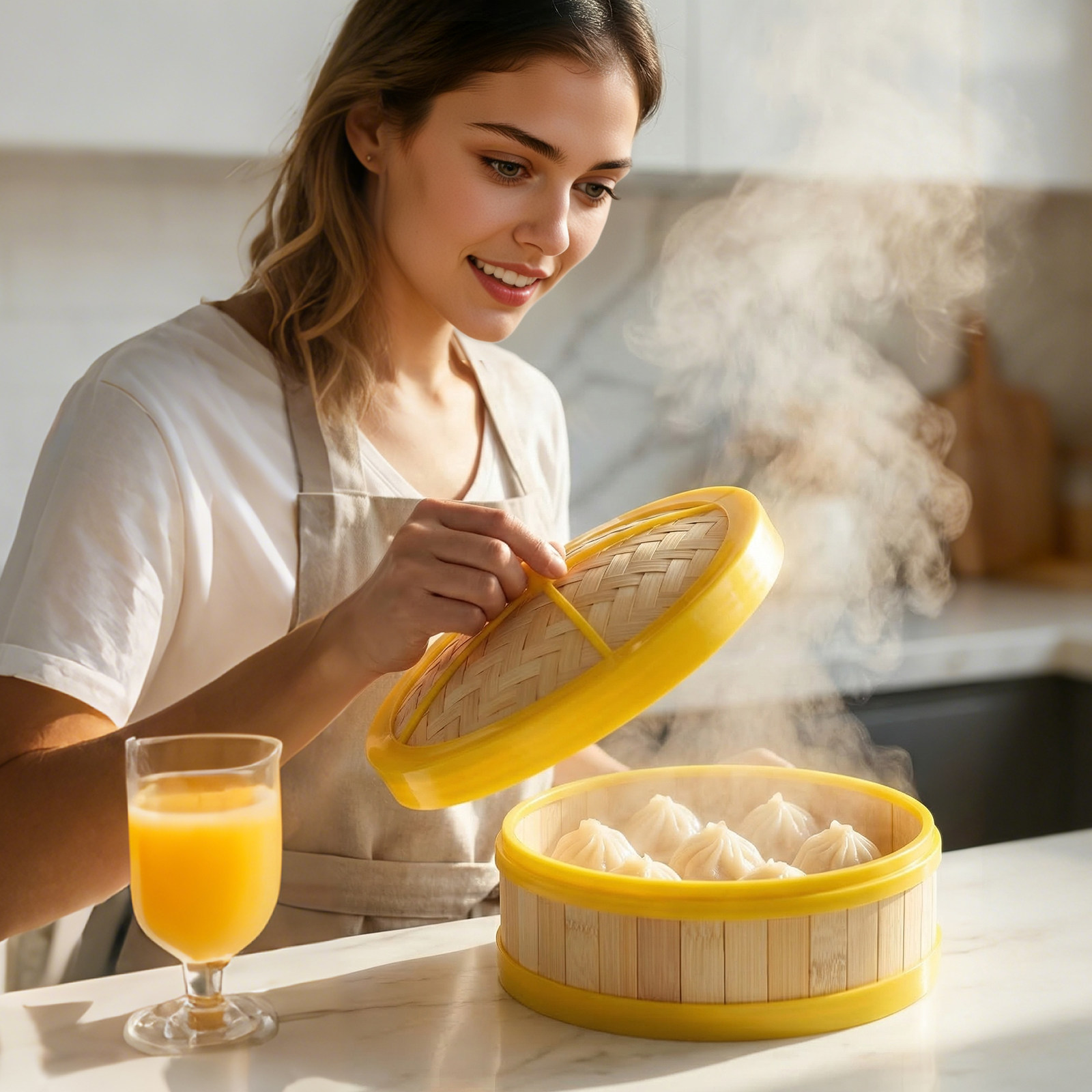 1Set Bamboo Steamer Single Tie - Dim Sum Basket 评论和价格